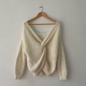 Full Circle Trends Twist Front Sweater Furry Ivory